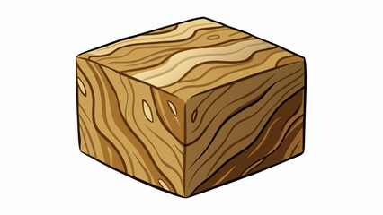 Wall Mural - A block of wood A solid block with a rough surface varying in color from light blonde to dark brown. The surface is grainy and has visible lines and. Cartoon Vector