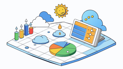 Poster -  Accurate data sourced from reliable weather networks. Cartoon Vector