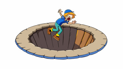 Wall Mural - A deep dark bottomless pit that you cant climb out of no matter how desperately you struggle and reach for the surface.. Cartoon Vector