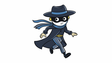 Sticker - A figure clad in all black with a widebrimmed hat and a mask covering their face. They glide through the streets at night their movements fluid and. Cartoon Vector