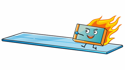 Sticker - A piece of tempered glass undergoes a heat treatment process where it is exposed to high temperatures for a short period of time and then rapidly. Cartoon Vector