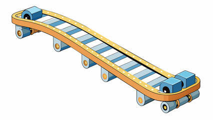 Poster - A series of plastic rollers connected by a sy belt create a conveyor that resembles a miniature roller coaster. This belt is commonly used in. Cartoon Vector