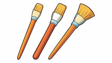 Sticker - A set of paintbrushes with soft bristles and sy handles ideal for creating smooth detailed strokes and blending colors effortlessly on a canvas.. Cartoon Vector