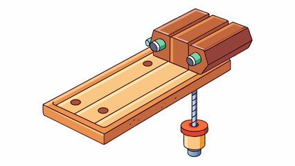 Wall Mural - A solid piece of wood is mounted on a drill press and a drill bit creates perfectly aligned holes at specific intervals resulting in a cylinder of. Cartoon Vector