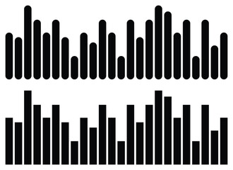 Radio Wave icon. Monochrome simple sound wave on whitet background. Vector sound wave icon. Music player sound bar. Record interface. Equalizer icon with soundwave line. vector illustration. Eps 10