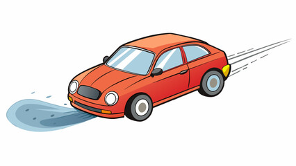 Poster - The car zoomed down the highway leaving a trail of dust behind. Its shiny black exterior gleamed under the golden rays of the sun while the wheels. Cartoon Vector