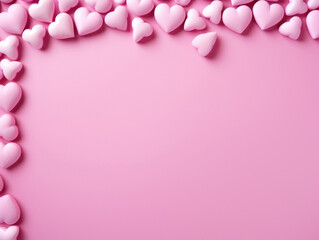 Sticker - little hearts on pink color background with empty space