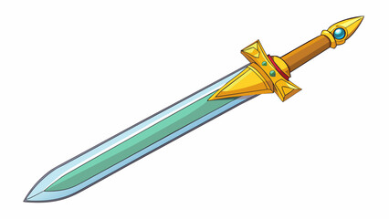 Canvas Print - The kings sword passed down through generations was an elegant masterpiece with a golden hilt and a blade that shimmered in the candlelight. Its. Cartoon Vector