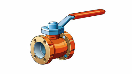 Poster - A ball valve with a sphericalshaped body and a lever handle. It has a quarterturn operation that allows for quick and easy shutoff of liquids or. Cartoon Vector