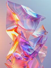 Canvas Print - Colorful 3D shapes with a gradient background