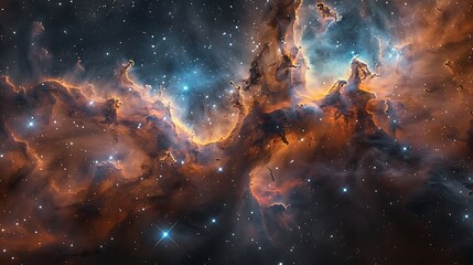 Wall Mural - visualize a nebula depicted as a blooming flower in the cosmic garden, with petals of gas clouds spr