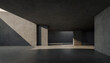 © Allusioni - Concrete building interior, dark room with concrete walls and floor