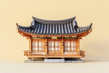 Wall Mural - 3d illustrations of ancient korean traditional house architect design