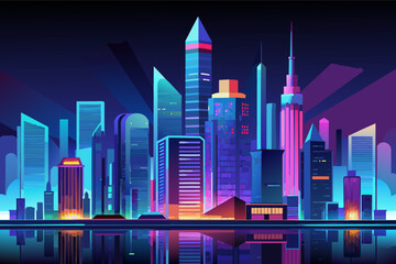 Poster - futuristic city skyline gradient vector illustration