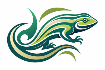 Aufkleber - An abstract amphibian logo with a combination of smooth curves and textured patterns.