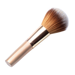 high-quality makeup brush with soft bristles and gold handle on transparent background