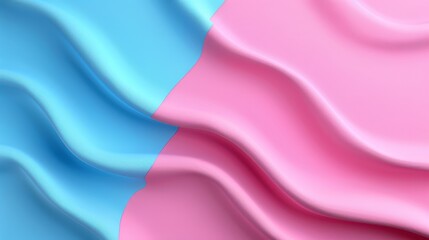 Wall Mural -   A close-up of a pink and blue background with a wavy design at the bottom The bottom of the image features a pink and blue wavy pattern