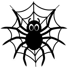 Wall Mural - Spider with web cartoon 