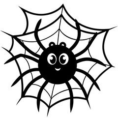 Wall Mural - Spider with web cartoon 