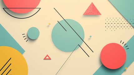 creative colorful geometric shape triangle circle dot and line, minimal modern trend design elements abstract background, banner , flyers design, Generative Ai	