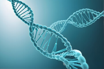 A cyan DNA genome poster with copy space.