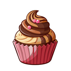 Poster - Delicious colorful cupcake with chocolate and cream on top