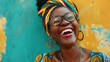 Joyful African girl laughing. Care casual. Generate Ai hyper realistic 