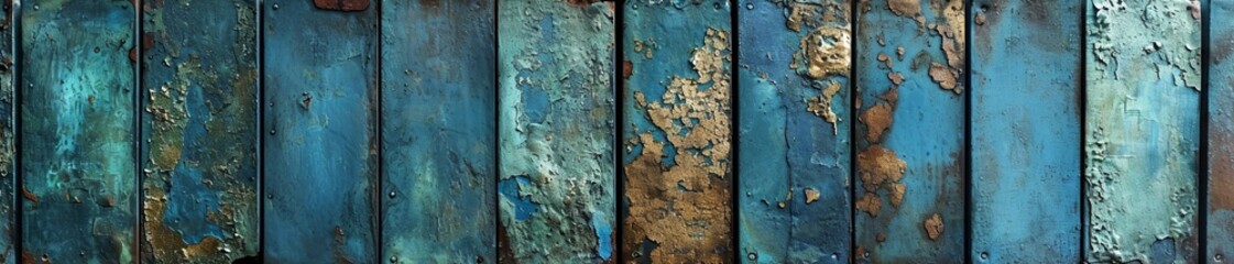 Wall Mural - a close up of a wooden fence with peeling paint on it's sides