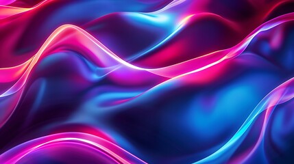 Wall Mural - neon abstract background made of blurred magic blue light curved lines