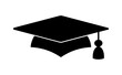 Graduation hat logo. Graduate cap flat sign.