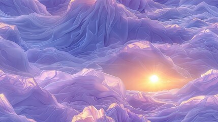 Wall Mural - a breathtaking depiction of a majestic mountain range bathed in golden sunlight, with billowy clouds