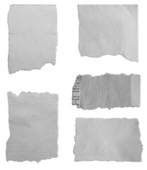 Wall Mural - five pieces of torn paper on white background