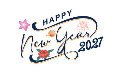 Wall Mural - New year 2027 typography design. Happy new year 2027 logo design, Happy 2027 New Year Vector Design