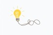 © SKIMP Art - Hand drawn continuous line light bulb icon with yellow glow, creative idea concept illustration on white background Generative AI