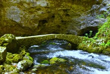 View Of Bridge Across Rak Stream At Zelške Jame Caves At Rakov Škocjan In Slovenia