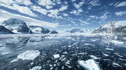 Wall Mural - Wide shot of the vast and endless expanse of melting ice in greenland 