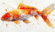 A colorful watercolor painting of a koi fish with splashes of paint.  , Generate AI