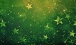 A background of glowing green stars twinkling on a green background.