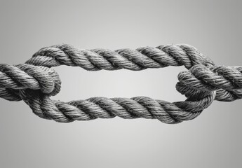 Dependence and reliance on a trusted partner symbolized by two ropes tied as an unbreakable chain, embodying strength and support in the trust concept