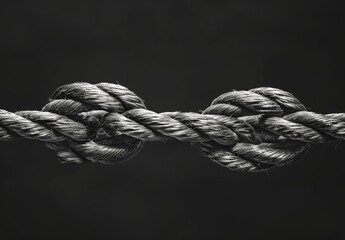 Dependence and reliance on a trusted partner symbolized by two ropes tied as an unbreakable chain, embodying strength and support in the trust concept