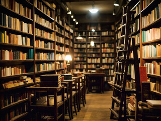 Wall Mural - Lose yourself in the labyrinthine aisles of a vintage bookshop, where every corner holds treasures waiting to be unearthed among the stacks of books.