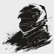 © Dzmitry - silhouette of a car racer on a white background. Generative AI
