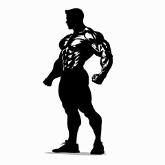 Wall Mural - silhouette of a bodybuilder on a white background. Generative AI