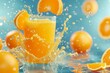 orange juice smoothie splashing fresh ripe fruit 3d illustration citrus healthy vitamin drink liquid refreshing tropical vibrant colorful appetizing delicious tasty nutrition 