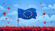 A symbolic Banner for Memorial Day, May 8, Europe Day.1945 is the day of the unification of Europe after the Second World War. Anniversary of the creation of the European Union