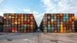 A large number of containers stacked up next to each other, AI