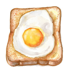 Wall Mural - toast bread egg watercolor digital painting good quality