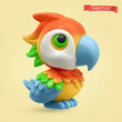Parrot, 3d render vector cartoon icon