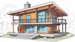 Blueprints for bio ecological non euclidean wooden and concrete house