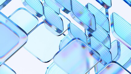Abstract glass blocks, geometric background design, 3d render